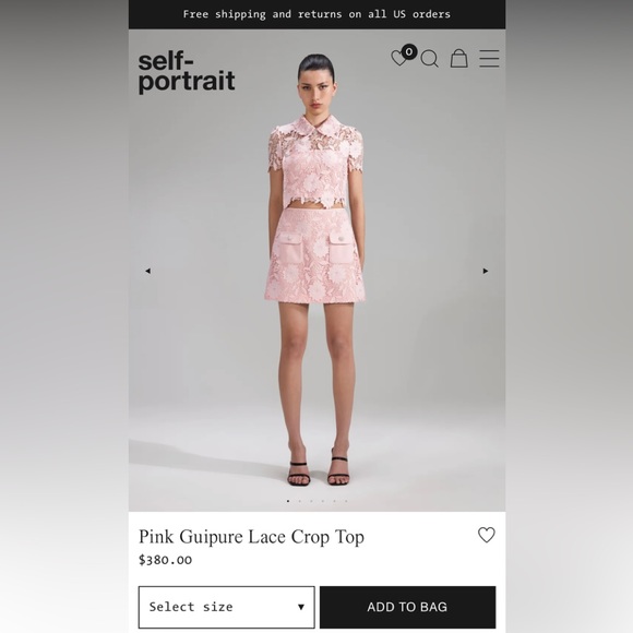 Self-Portrait Tops - Pink Guipure Lace Full Set